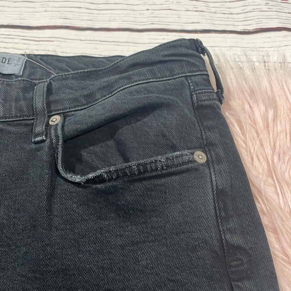 AGOLDE Toni Mid-Rise Straight Leg Black Distressed Hem Jeans - Picture 9 of 11